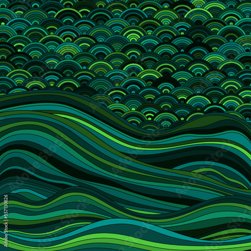 Seigaiha Japanese wave motif contemporary vector pattern.