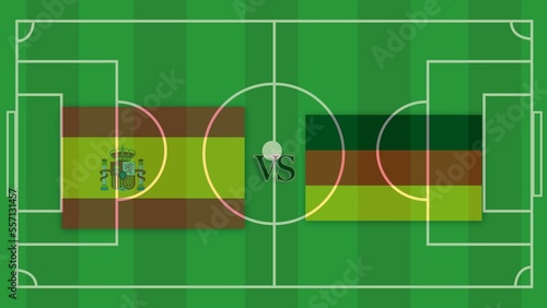 Spain vs Germany, Football Match Design Element on Football field. © yurchello108