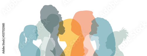 Women of different ethnicities together. Flat vector illustration.