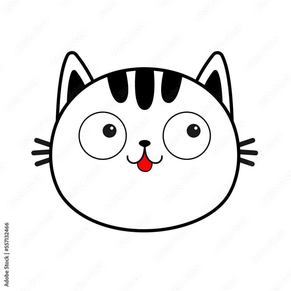 Collection of Cute cat cartoon face design icon. Cute cat cartoon