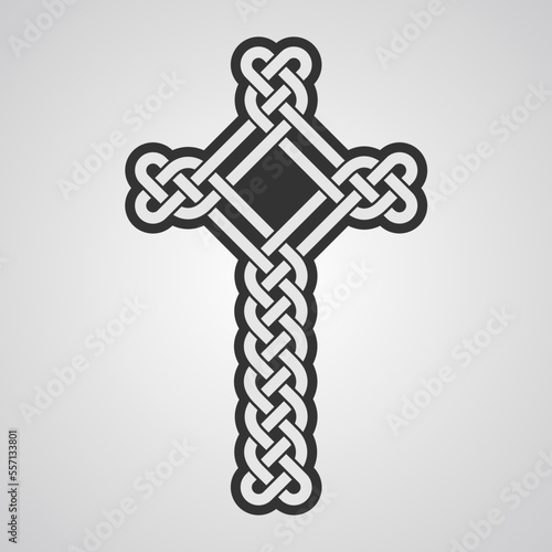 Celtic cross. Celtic national ornament in the form of a cross. Vector isolated on light background.