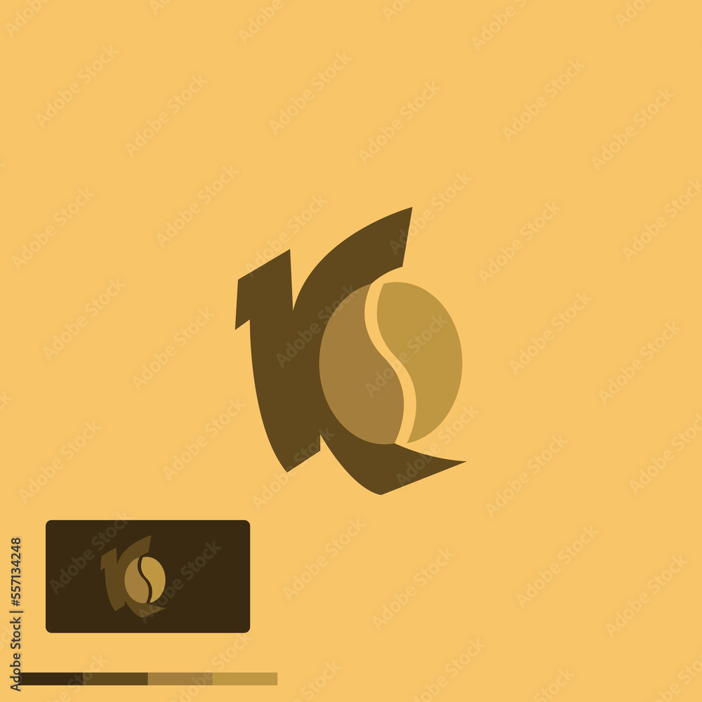 Hangout Cafe Logo Coffee Bean Vector Logo Design Element K Letter And hangout-cafe-logo-coffee-bean-vector-logo-design-element-k-letter-and