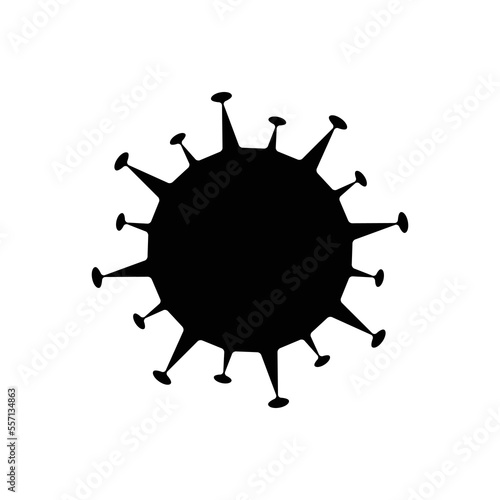 Black bacterium coronovirus. Dangerous spiked molecule causing contagious flu and malfunction of lungs and vector heart