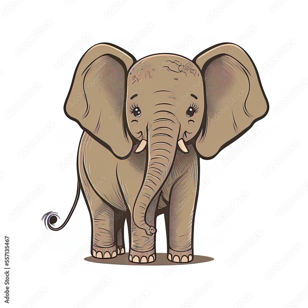 An elephant on white background, Generative AI. An elephant on white background, Generative AI.