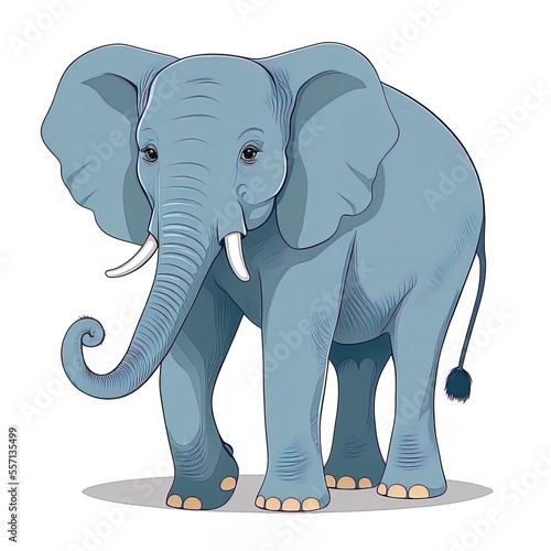 An elephant on white background  Generative AI.