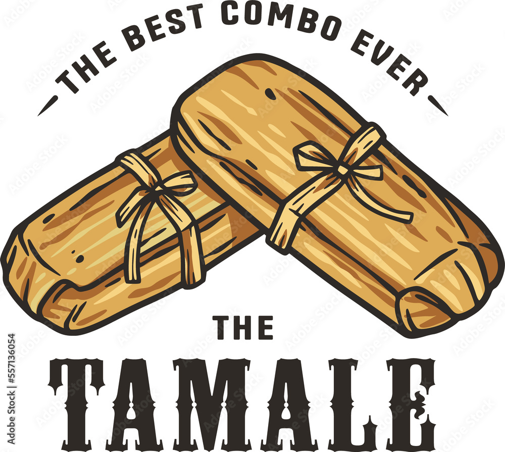 Latin tamale food vector with corn leaves for logo or emblem
