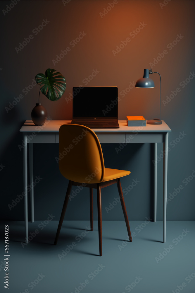Personal workspace for home office use and study. AI produced Personal workspace for home office use and study. AI produced