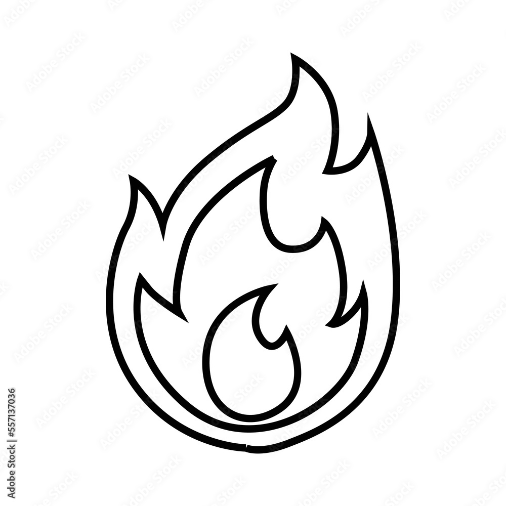 Black outline flame with sparks. Burning bonfire with fiery energy and flammable liquid vector symbol Black outline flame with sparks. Burning bonfire with fiery energy and flammable liquid vector symbol