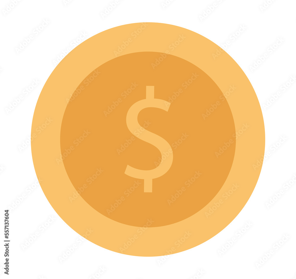 Golden coin with dollar icon. Symbol of financial wealth and business prosperity with secure cash and profitable vector investment Golden coin with dollar icon. Symbol of financial wealth and business prosperity with secure cash and profitable vector investment