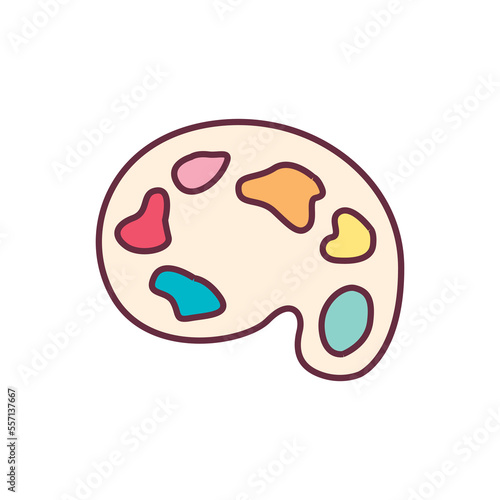 Palette for artist with colored paints. Color mixing board with artistic symbol of oil and watercolor vector paints