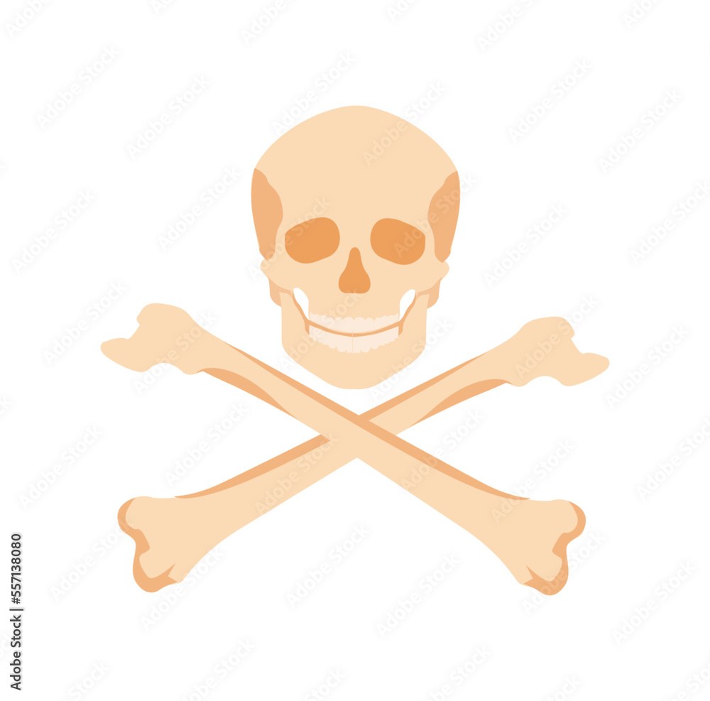 Skull with crossbones. Pirate flag and danger symbol with warning of scary poisonous vector consequences Skull with crossbones. Pirate flag and danger symbol with warning of scary poisonous vector consequences