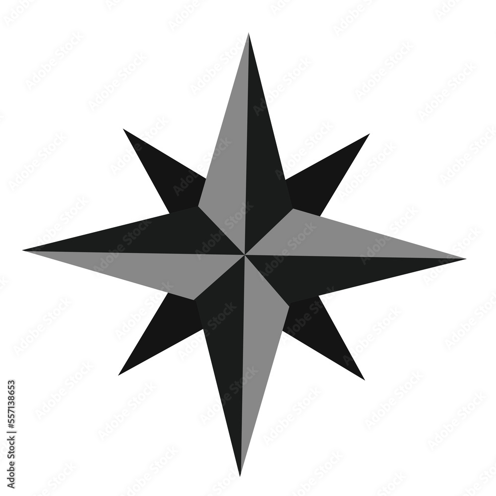 Obraz premium Black wind rose. Discovery compass symbol for geographic exploration and wayfinding on sea and land vector cartography