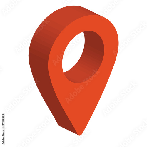 Red 3d web pointer map icon. Navigation label digital gps direction and mark symbol with vector position location