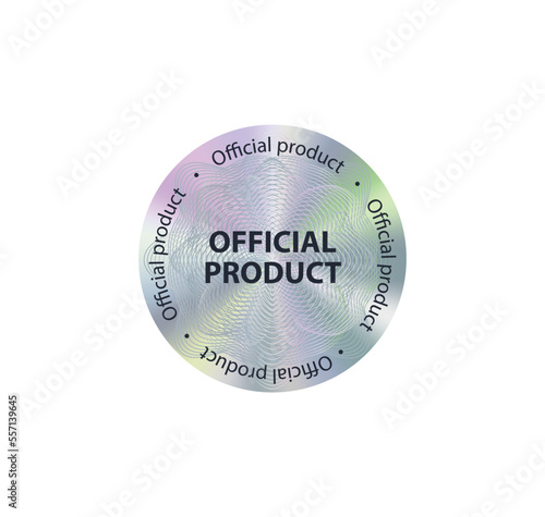 Round holographic label. Protective rainbow sign for original product with quality check and vector guarantee