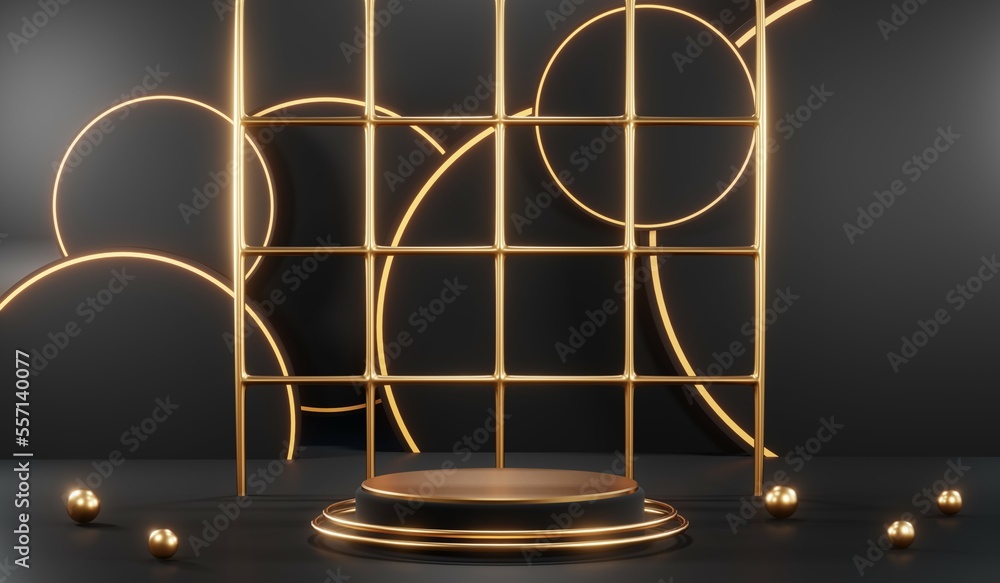 3D rendering of blank product background for cream cosmetics Modern black podium background 3D rendering of blank product background for cream cosmetics Modern black podium background