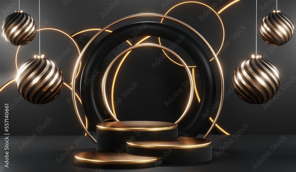 3D rendering of blank product background for cream cosmetics Modern black podium background 3D rendering of blank product background for cream cosmetics Modern black podium background