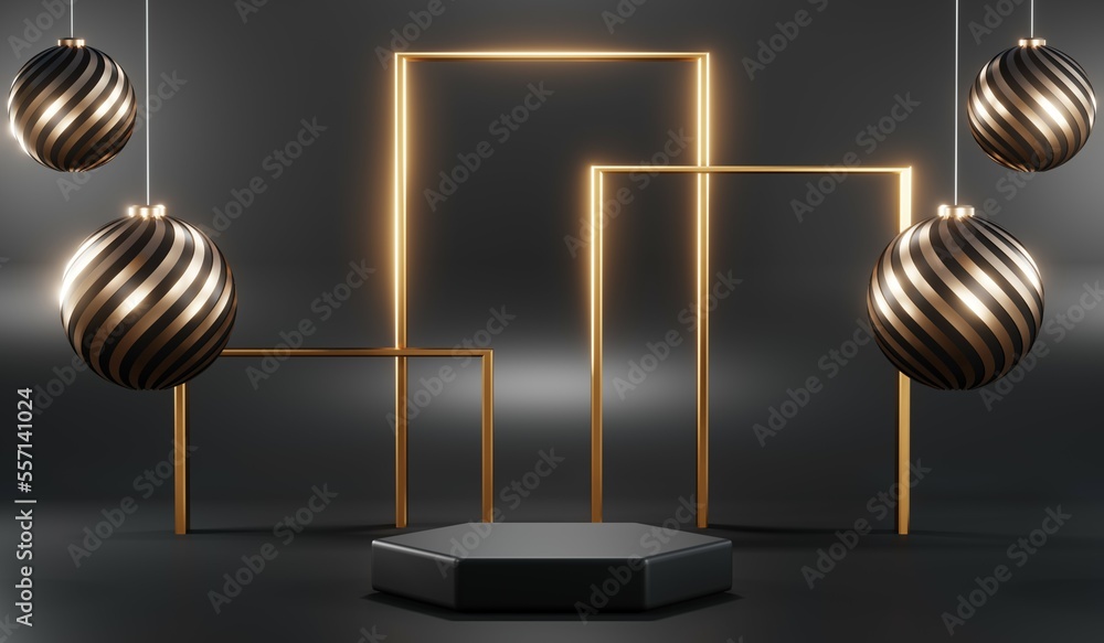 3D rendering of blank product background for cream cosmetics Modern black podium background 3D rendering of blank product background for cream cosmetics Modern black podium background
