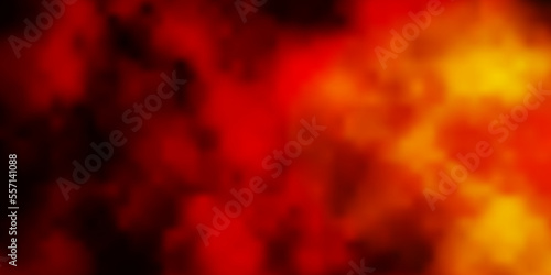 Light Red, Yellow vector background with clouds.