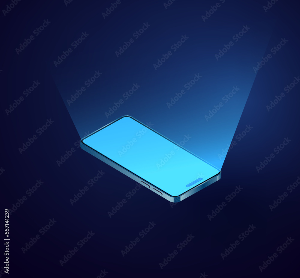 3d isometric phone vector. Smartphone blank screen mock up. 3d isometric phone vector. Smartphone blank screen mock up.