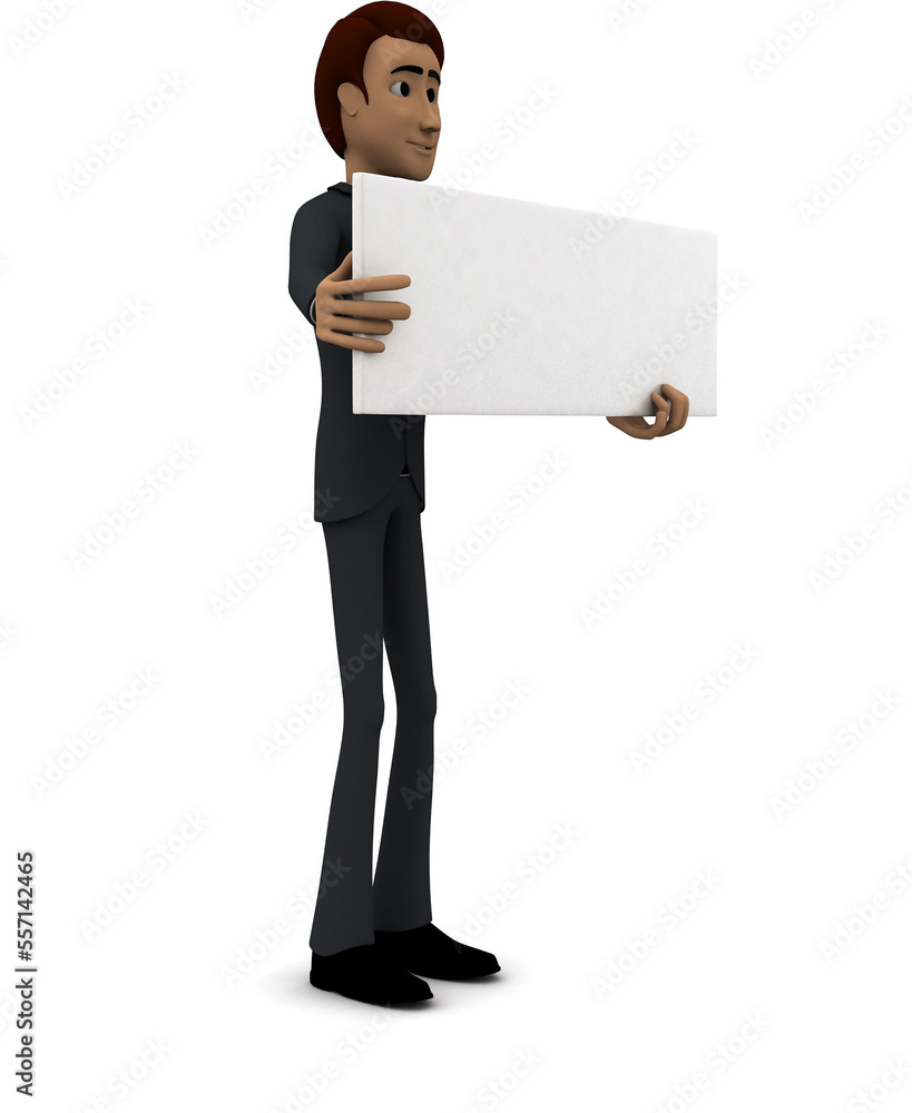 3d man holding board concept