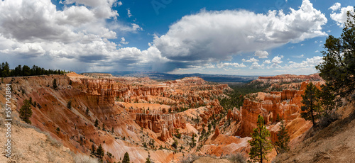 Panoramic view of the amphitheater with beautiful clouds and sunshine
