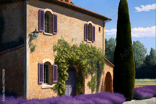 Mansion exterior  in Tuscany in the lavender fields 