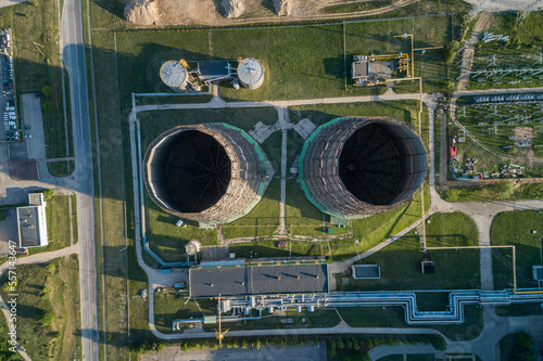 Cogeneration Power Plant Construction Area in Vilnius, Lithuania. Chimney photo