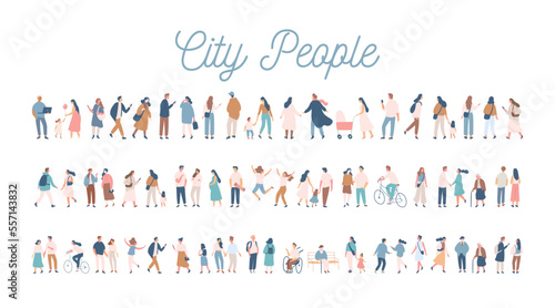 Different People silhouette big collection. Male and female flat faceless characters isolated on white background..