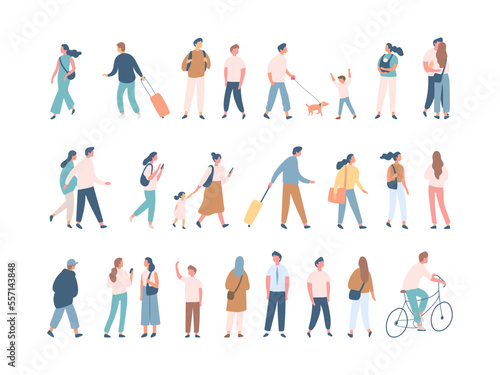 Different People silhouette big collection. Male and female flat faceless characters isolated on white background..