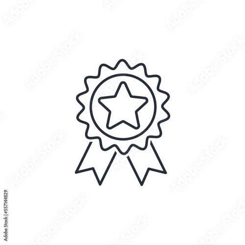 Insignia achievement. Rewarding.  Vector linear icon isolated on white background.