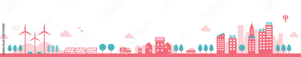 Smart ecology city vector illustration (long ver.)