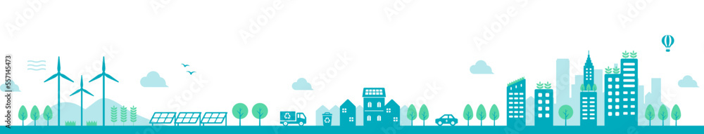 Smart ecology city vector illustration (long ver.)