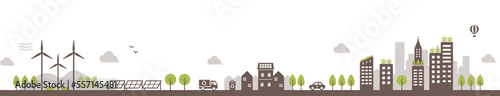 Smart ecology city vector illustration (long ver.)