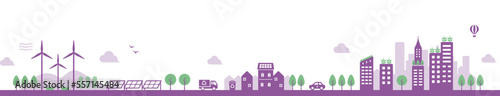 Smart ecology city vector illustration (long ver.)