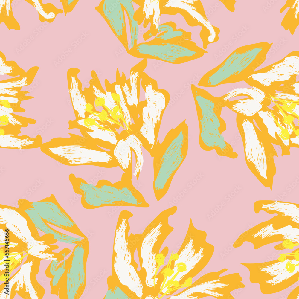 Floral Brush strokes Seamless Pattern Design Floral Brush strokes Seamless Pattern Design