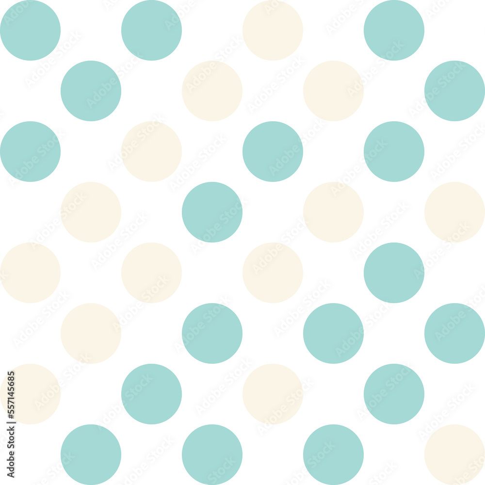 White, cream, and green pastel polka Dot seamless pattern background. Vector illustration.	