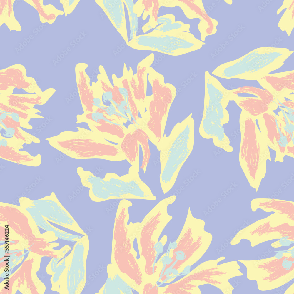 Floral Brush strokes Seamless Pattern Design Floral Brush strokes Seamless Pattern Design