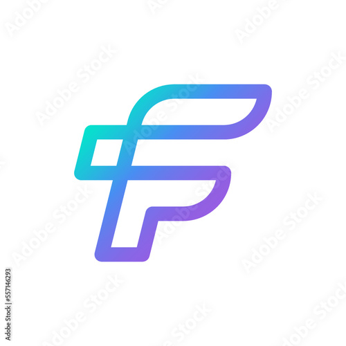 F letter one line vivid colors logo. Font style, vector design elements for your corporate identity. © Tsaritsyn Design