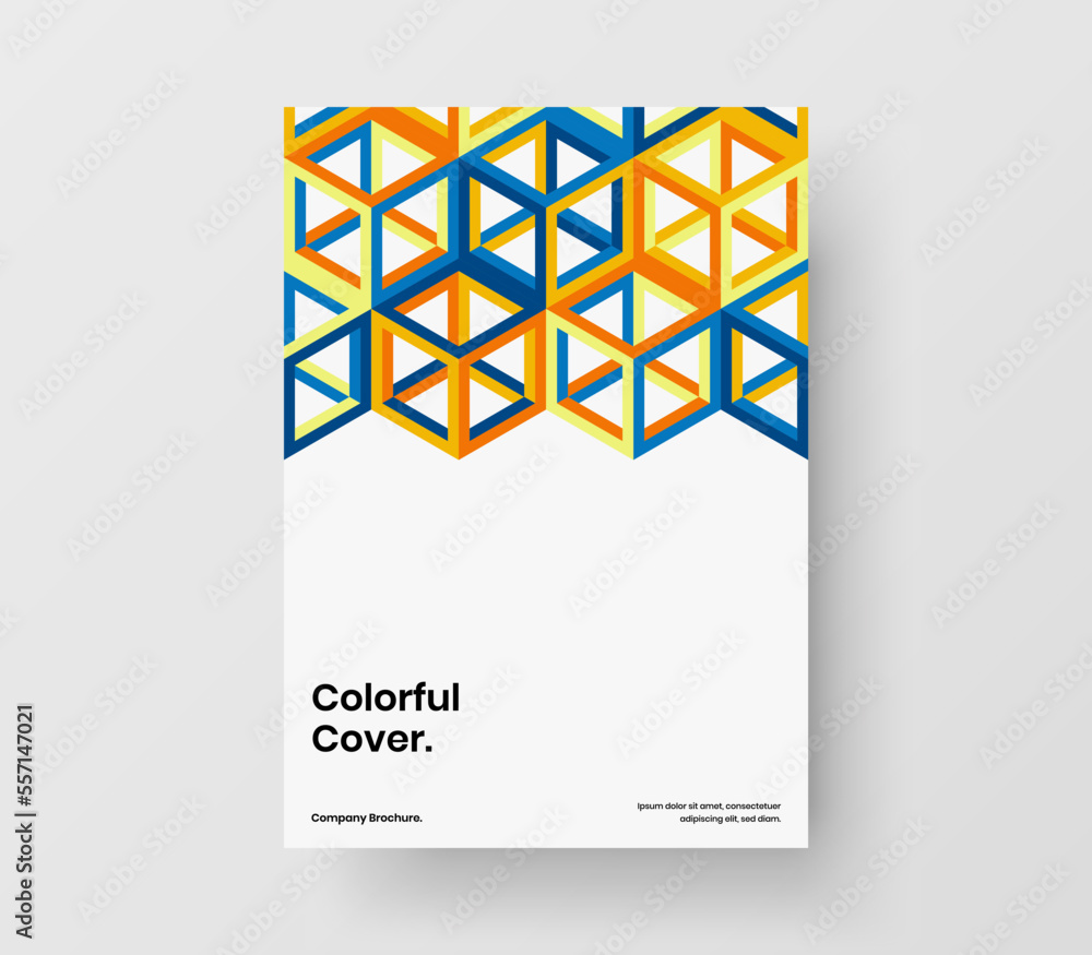 Creative handbill design vector layout. Isolated geometric tiles poster concept.