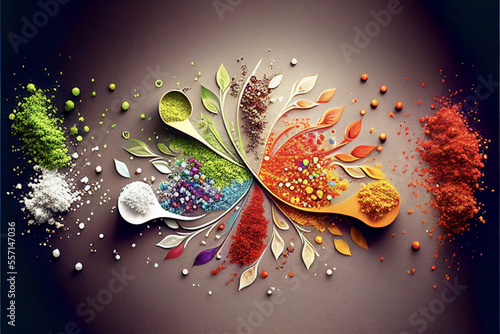 Vibrant Herbs and Spices for Cooking on Light Background