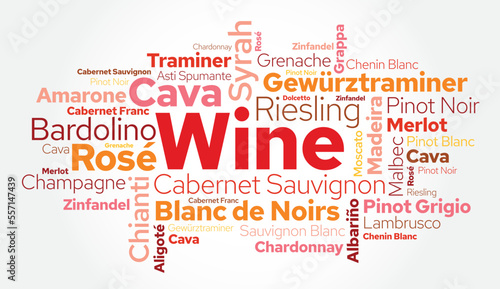 WINE VARIETALS Types word cloud collage, art concept background