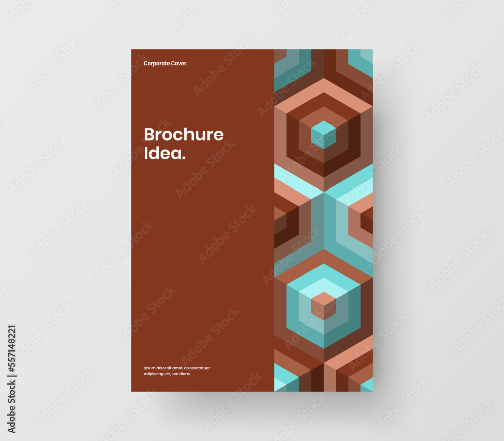 Premium geometric pattern leaflet layout. Isolated corporate brochure A4 design vector illustration.