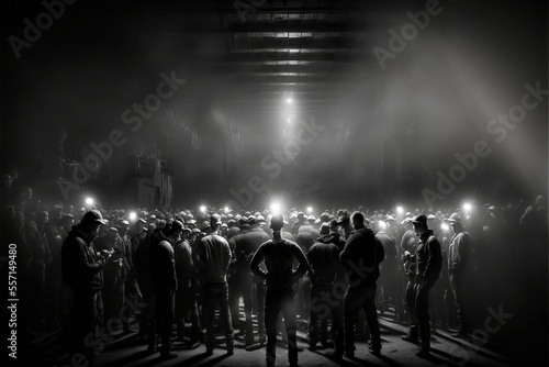 foule de travailleurs qui se rassemblent pour faire grève - illustration générée par IA © Fox_Dsign