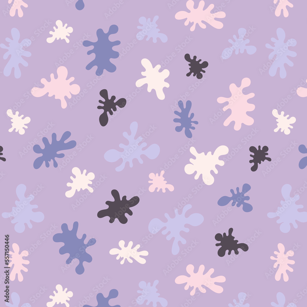 doodle multi-colored pattern with blots, children's background for a holiday poster, baners in purple and peach colors