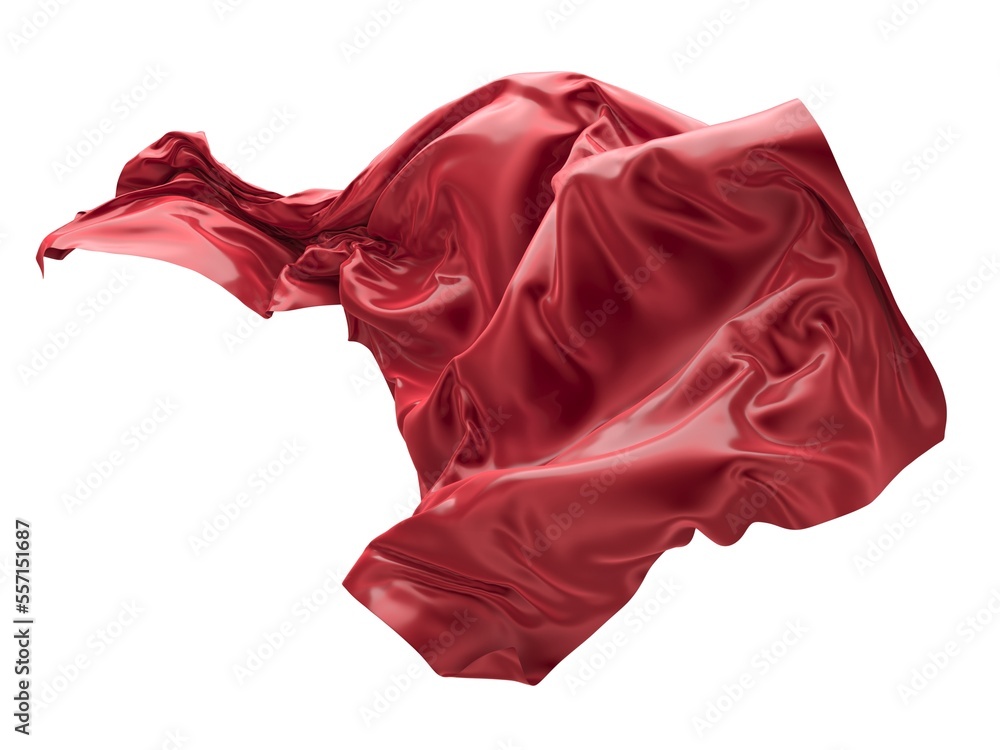 Abstract red cloth falling. Satin fabric flying in the wind Abstract red cloth falling. Satin fabric flying in the wind