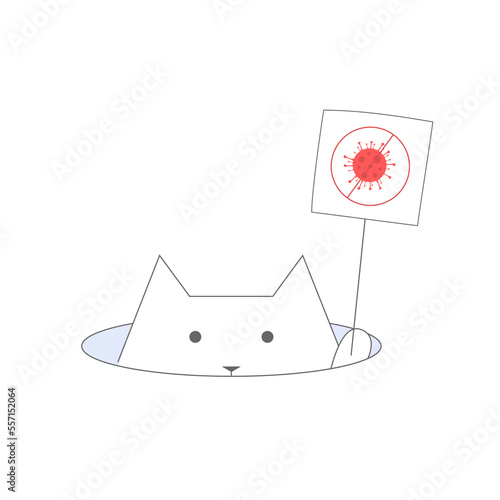 The cat protests against the covid bans. China protest concept
