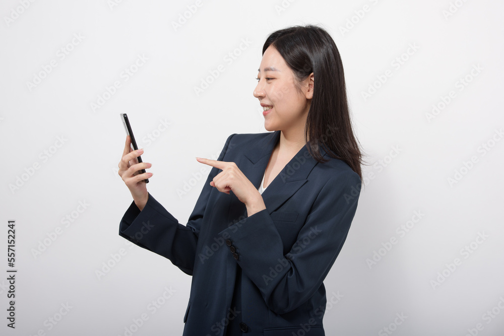 Portrait of successful business asian over white background