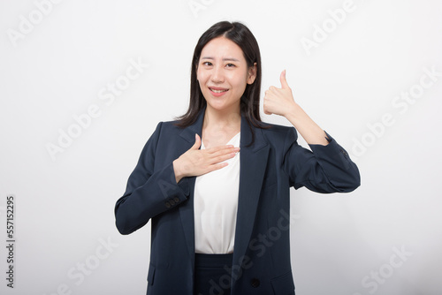Portrait of successful business asian over white background