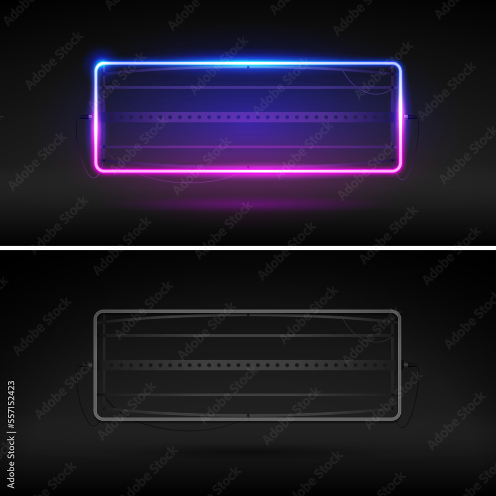 Glowing Neon Rectangle Frame On and Off Version Glowing Neon Rectangle Frame On and Off Version