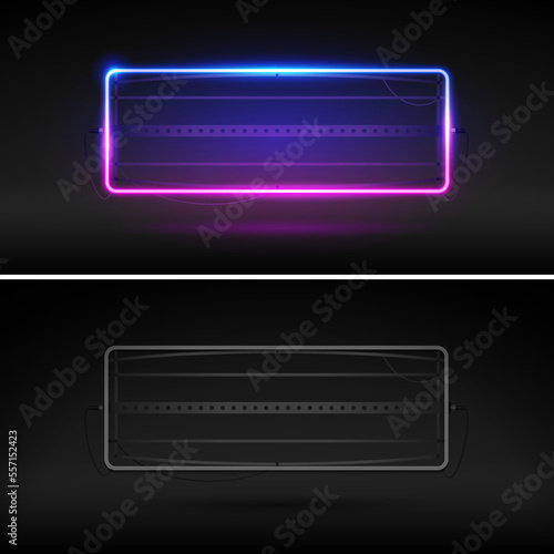 Glowing Neon Rectangle Frame On and Off Version